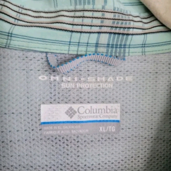 Columbia Shirt Mens XL Green Plaid Button Short Sleeve Omni Wick Sun Protection - Picture 5 of 8